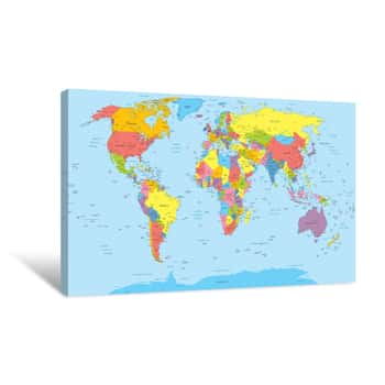 Image of Detailed World Map Canvas Print
