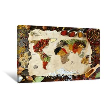 Image of World Map Of Spices Canvas Print