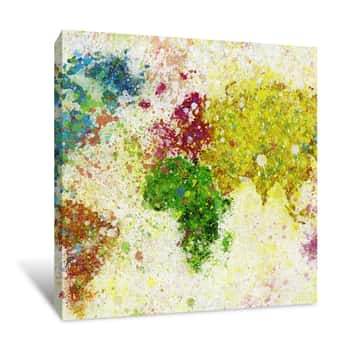 Image of World Map Sponge Painting Canvas Print