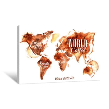 Image of World Map Of Coffee Canvas Print