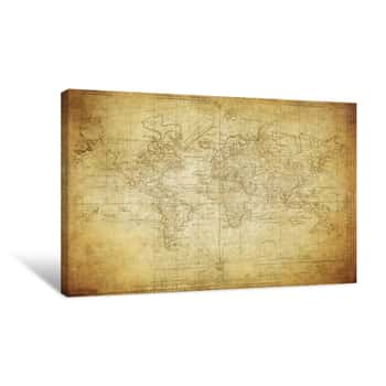 Image of Vintage Map Of The World 1778 Canvas Print