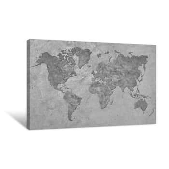 Image of Grunge Map Of The World  Vintage Style Canvas Print
