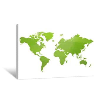 Image of Green World Map Canvas Print