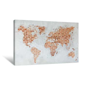 Image of Red Brick Wall With Earth Plaster And White Ground Canvas Print