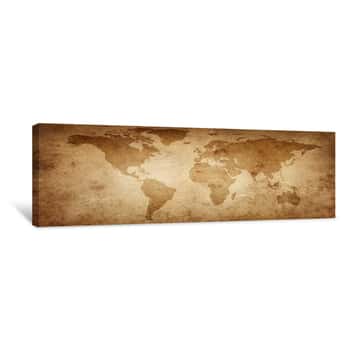 Image of Old Map Of The World On A Old Parchment Background  Vintage Style  Elements Of This Image Furnished By NASA Canvas Print