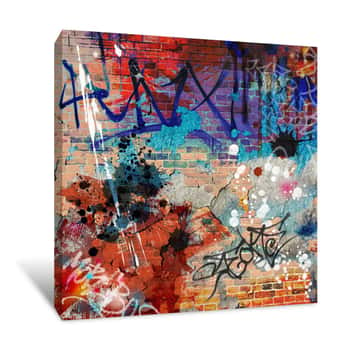 Image of A Messy Graffiti Wall Background Canvas Print