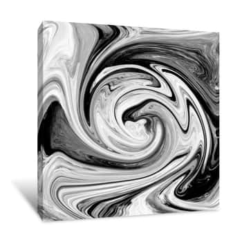 Image of Abstract Marble Texture  Black And White Background  Handmade Te Canvas Print