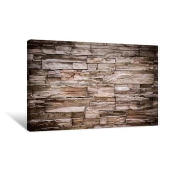 Image of Modern Stone Brick Texture Wall Background Canvas Print