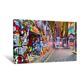 Image of View Of Colorful Graffiti Artwork At Hosier Lane In Melbourne Canvas Print