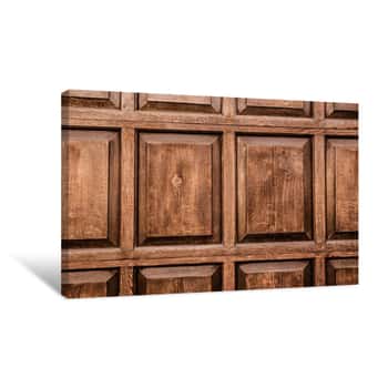 Image of Wood Texture With Inlay Wooden Panels Canvas Print