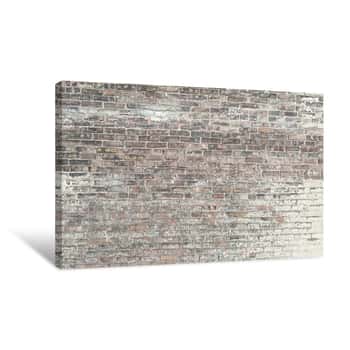 Image of Old Red Brick Wall With White Paint Background Texture Canvas Print
