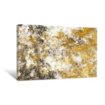 Image of Abstract Marble Texture  Fractal Background In Golden, White And Grey Colors  Fantasy Digital Art  3D Rendering Canvas Print
