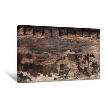 Image of Burned Plaster And Brick Wall Canvas Print