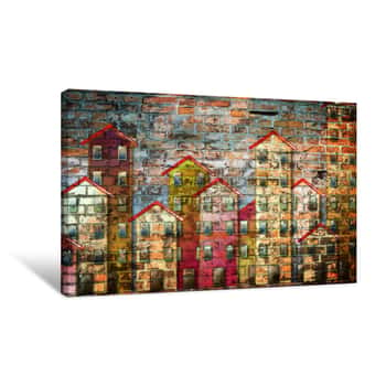 Image of Public Housing Concept Image Painted On A Brick Wall Canvas Print