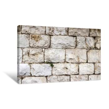 Image of A Wall Of Large Blocks Of Jerusalem Stone, Background Canvas Print