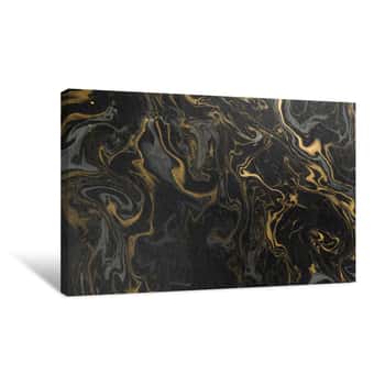 Image of Marble Ink Paper Texture Black Grey Gold Canvas Print