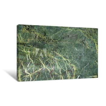 Image of Dark Green Marble Texture With Light Veins  Perfect Natural Pattern For Background Canvas Print