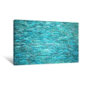 Image of Brick Wall Of Blue Color, The Texture Of The Stone Surface Canvas Print