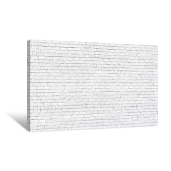 Image of Grunge White Brick Wall, Whitewashed Brickwork Background Canvas Print