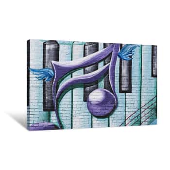 Image of Graffiti Keyboard With Musical Note Background Canvas Print