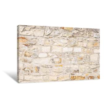 Image of Old Beige Stone Wall Background Texture Canvas Print