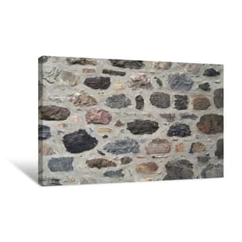 Image of Stone And Concrete Wall, Color Rocks Fieldstone Texture Background Canvas Print