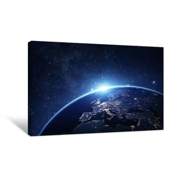 Image of Planet Earth From The Space At Night Canvas Print