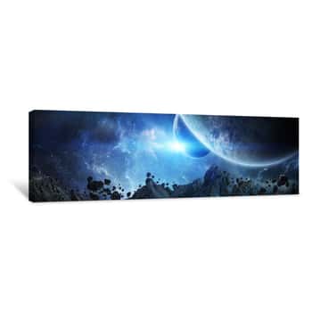 Image of Panorama Of Distant Planet System In Space 3D Rendering Elements Of This Image Furnished By NASA Canvas Print