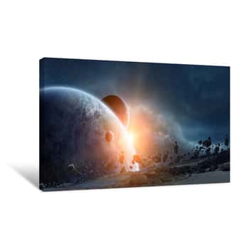 Image of Sunrise Over Planet Earth In Space Canvas Print