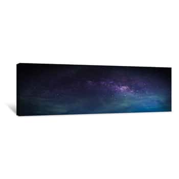 Image of Landscape With Milky Way Galaxy  Night Sky With Stars Canvas Print