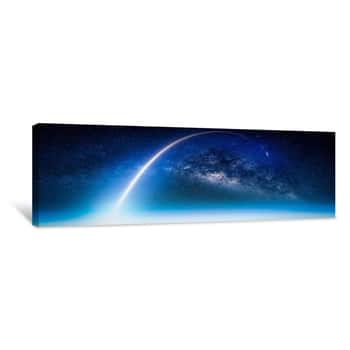 Image of Earth View From Space With Milky Way Galaxy  (Elements Of This Image Furnished By NASA) Canvas Print