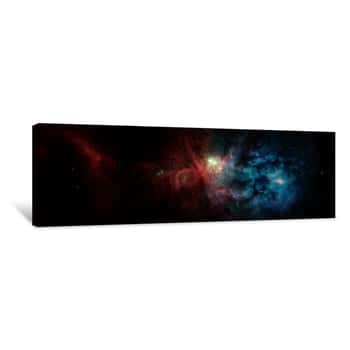 Image of Landscape Background Of Fantasy Alien Galaxy With Red And Blue Glowing Clouds And Stars  The Elements Of This Image Furnished By NASA Canvas Print