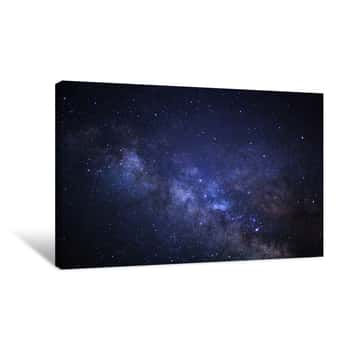 Image of Starry Night Sky, Milky Way Galaxy With Stars And Space Dust In The Universe, Long Exposure Photograph, With Grain Canvas Print