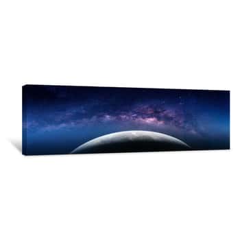 Image of Landscape With Milky Way Galaxy  Earth View From Space With Milky Way Galaxy  (Elements Of This Image Furnished By NASA) Canvas Print