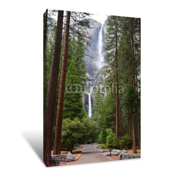 Image of Three Tiers Of Yosemite Falls, Tallest Waterfall In North America Canvas Print