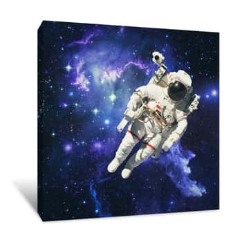 Image of Astronaut In Outer Space With Galaxies And Gas In The Background Canvas Print