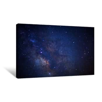 Image of Close Up Of Milky Way Galaxy With Stars And Space Dust In The Universe, Long Exposure Photograph, With Grain Canvas Print