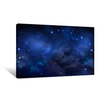 Image of Nebula And Stars In Night Sky  - Space Background Canvas Print