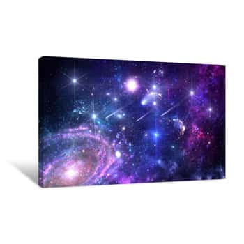 Image of Planets And Galaxy, Cosmos, Physical Cosmology, Science Fiction Wallpaper Canvas Print