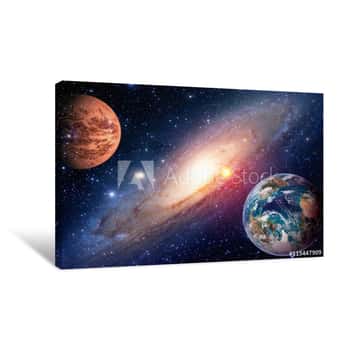 Image of Space Planet Galaxy Milky Way Earth Mars Universe Astronomy Solar System Astrology  Elements Of This Image Furnished By NASA Canvas Print