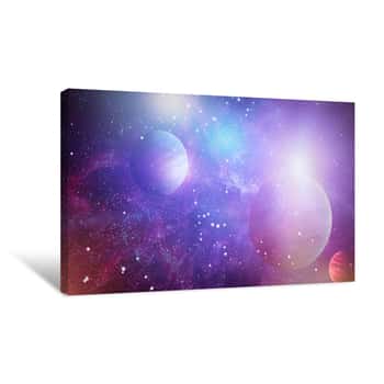 Image of Purple Nebula With Planets Canvas Print