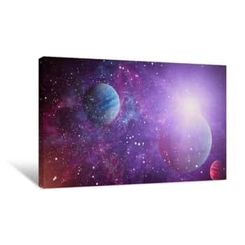 Image of Planets on Purple Background Canvas Print