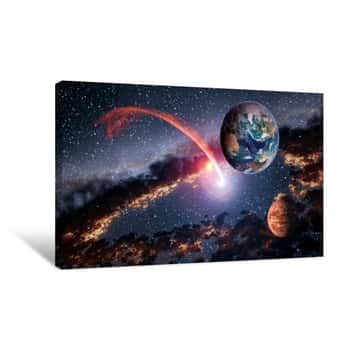 Image of Outer Space Planet Earth Mars Meteorite Comet Asteroid Astrology Solar System Universe  Elements Of This Image Furnished By NASA Canvas Print