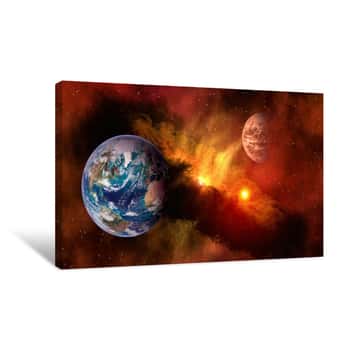 Image of Outer Space Planet Earth Mars Sun Astrology Milky Way Solar System Galaxy Universe  Elements Of This Image Furnished By NASA Canvas Print