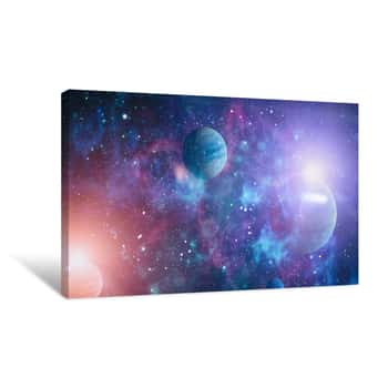 Image of Universe Scene With Planets, Stars And Galaxies In Outer Space Showing The Beauty Of Space Exploration  Elements Furnished By NASA Canvas Print