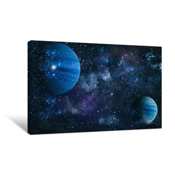 Image of Universe Scene With Planets, Stars And Galaxies In Outer Space Showing The Beauty Of Space Exploration  Elements Furnished By NASA Canvas Print