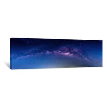 Image of Landscape With Milky Way Galaxy  Night Sky With Stars Canvas Print