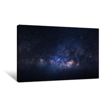 Image of Panorama Milky Way Galaxy With Stars And Space Dust In The Universe, Long Exposure Photograph, With Grain Canvas Print