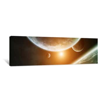Image of Panoramic View Of Planets In Distant Solar System 3D Rendering Elements Of This Image Furnished By NASA Canvas Print