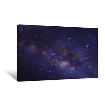 Image of Milky Way Galaxy With Stars And Space Dust In The Universe, Long Exposure Photograph, With Grain Canvas Print
